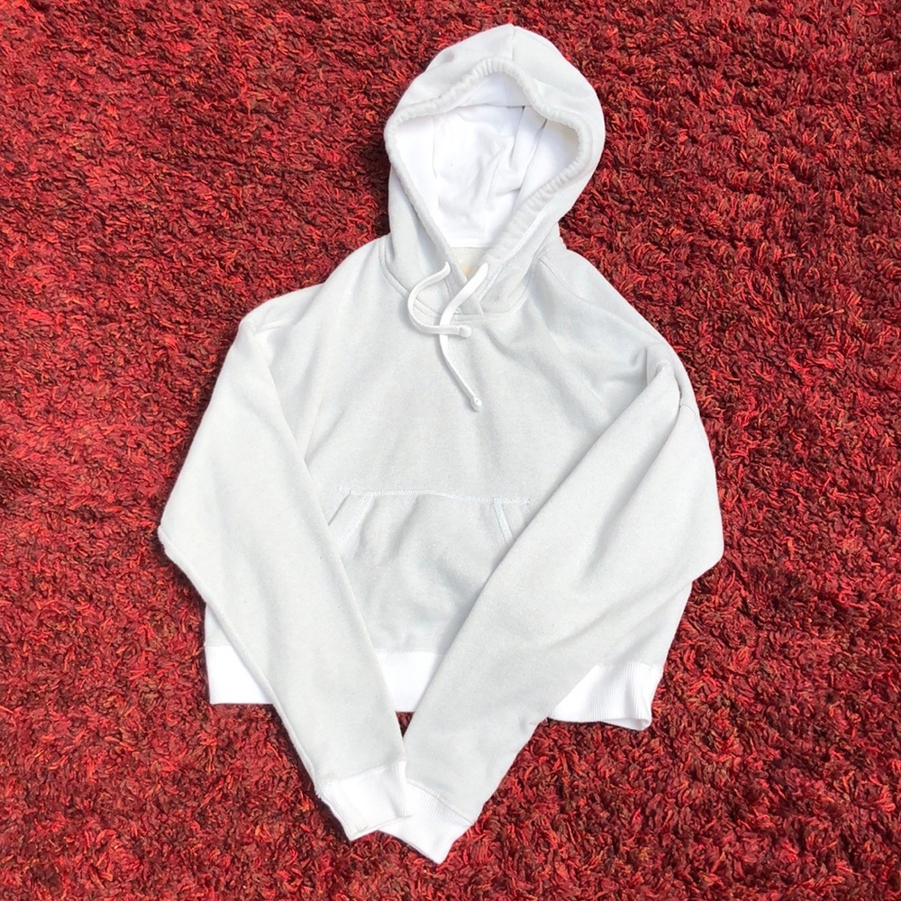 Hollister white sparkly cropped hoodie